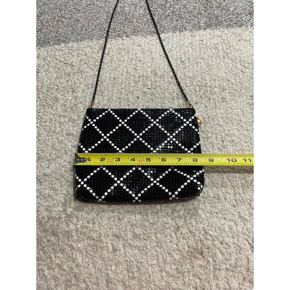 VTG Jotta Womens Mesh Metal Shoulder Evening Bag Black White Purse 1980s Fancy - Picture 3 of 13